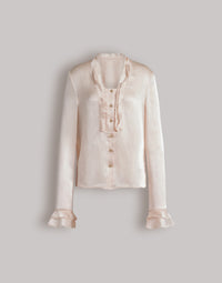 Blouse en soie et satin - Beige