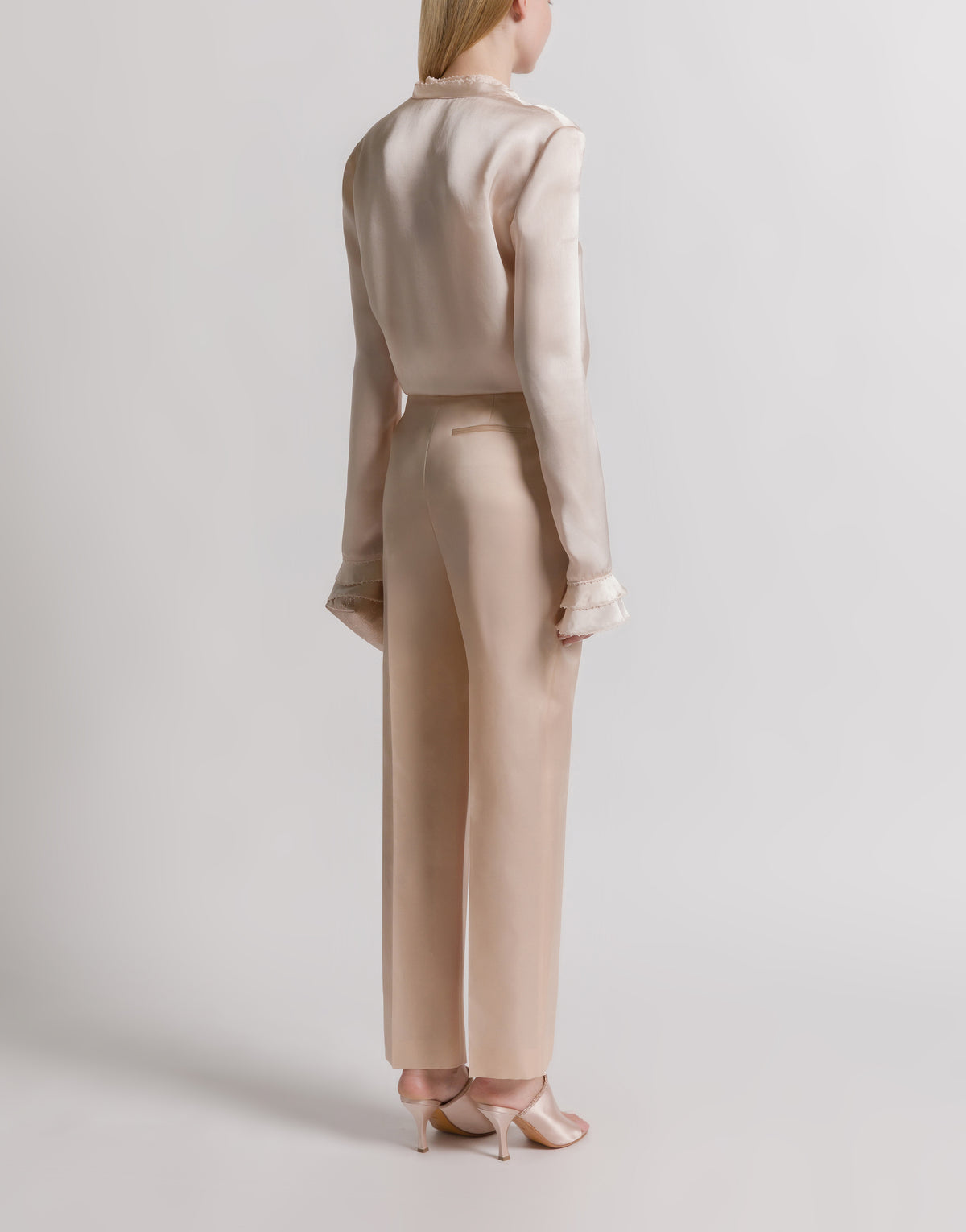 Blouse en soie et satin - Beige