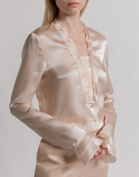Blouse en soie et satin - Beige