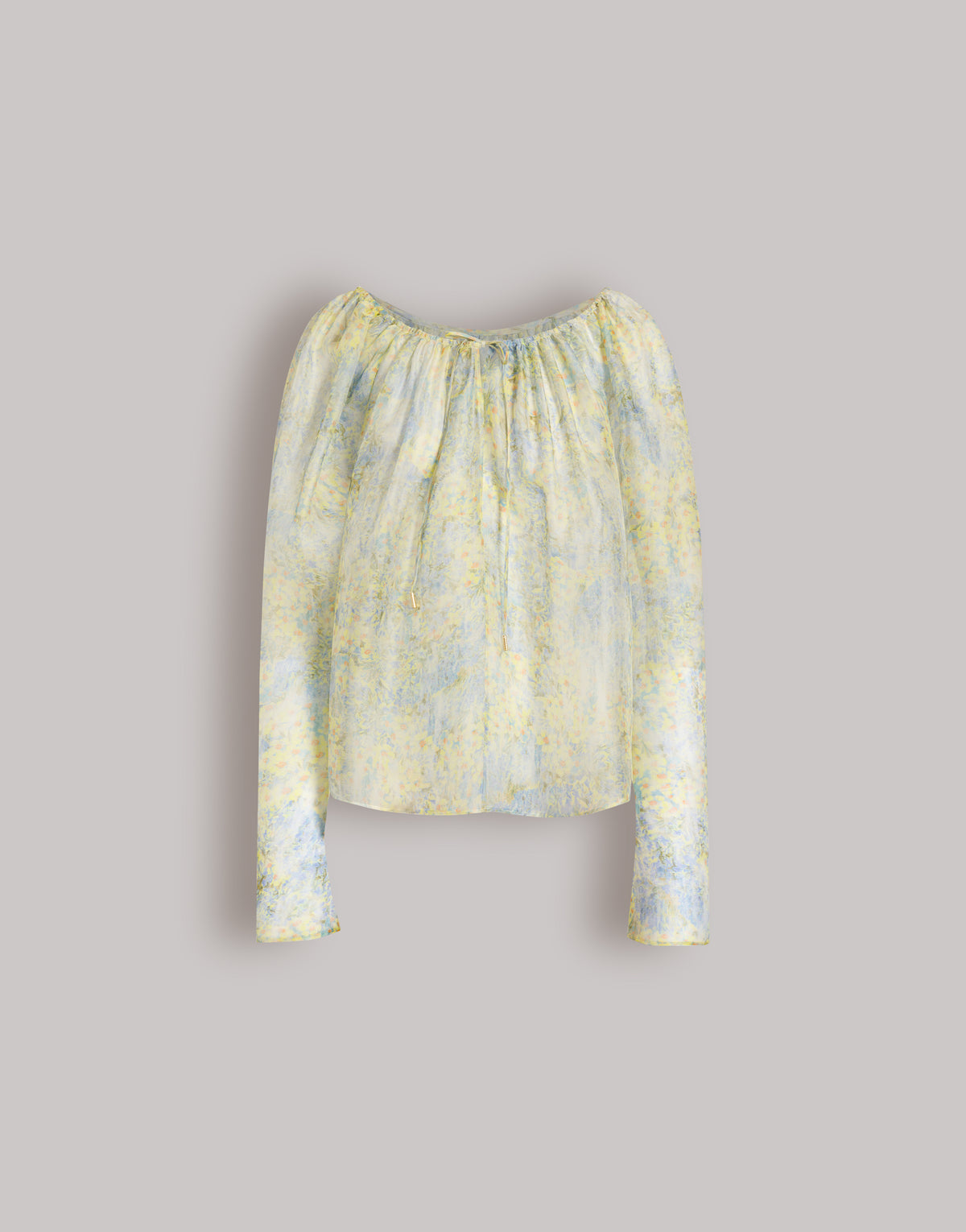 Chemisier en organza de soie à imprimé floral - Yellow