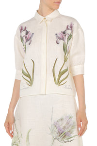 Chemise en lin à imprimé floral - Grey