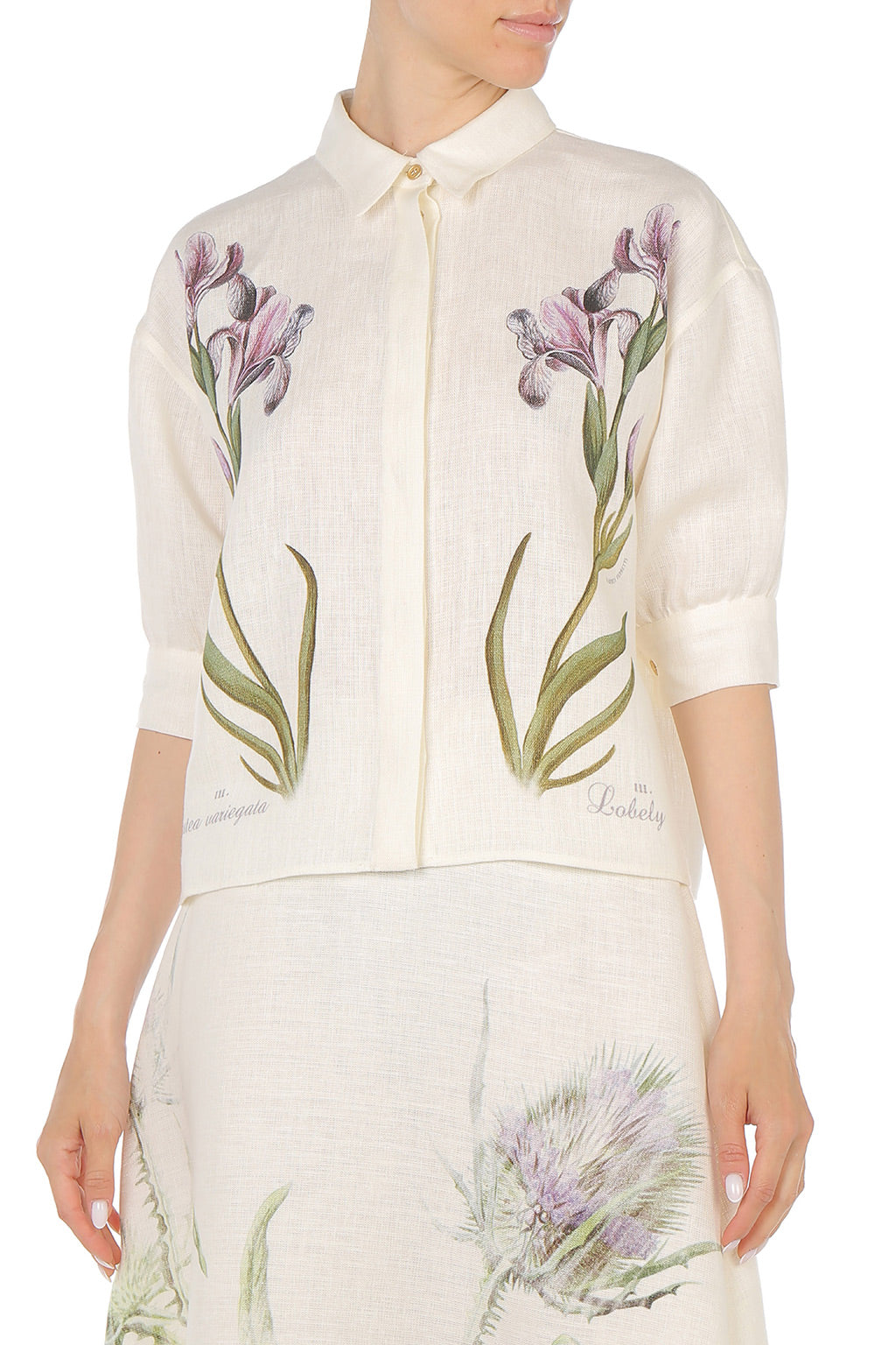 Chemise en lin à imprimé floral - Grey