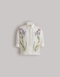 Chemise en lin à imprimé floral - Grey