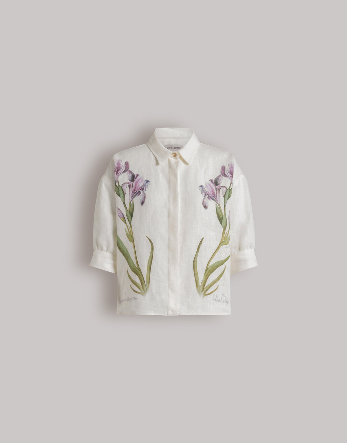 Chemise en lin à imprimé floral - Grey