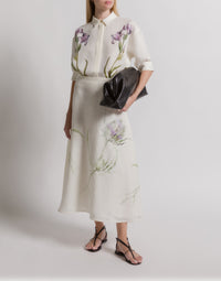 Chemise en lin à imprimé floral - Grey