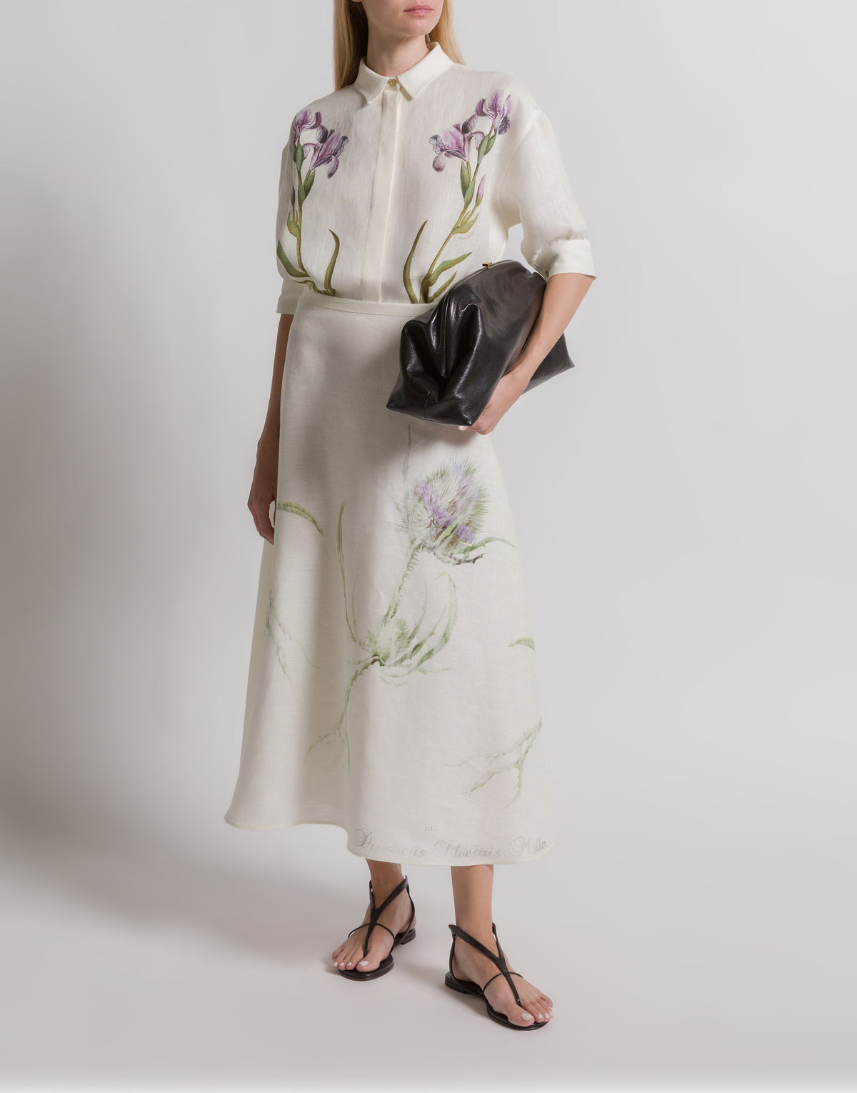 Chemise en lin à imprimé floral - Grey