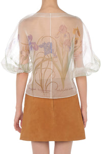Top en Organza Transparent Imprimé - Ivory