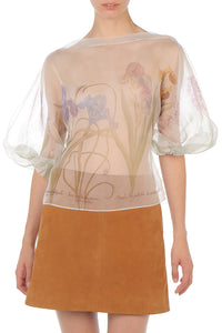 Top en Organza Transparent Imprimé - Ivory