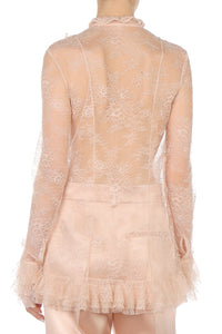 Chemisier en dentelle transparente - Beige