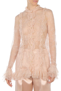 Chemisier en dentelle transparente - Beige