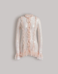 Chemisier en dentelle transparente - Beige
