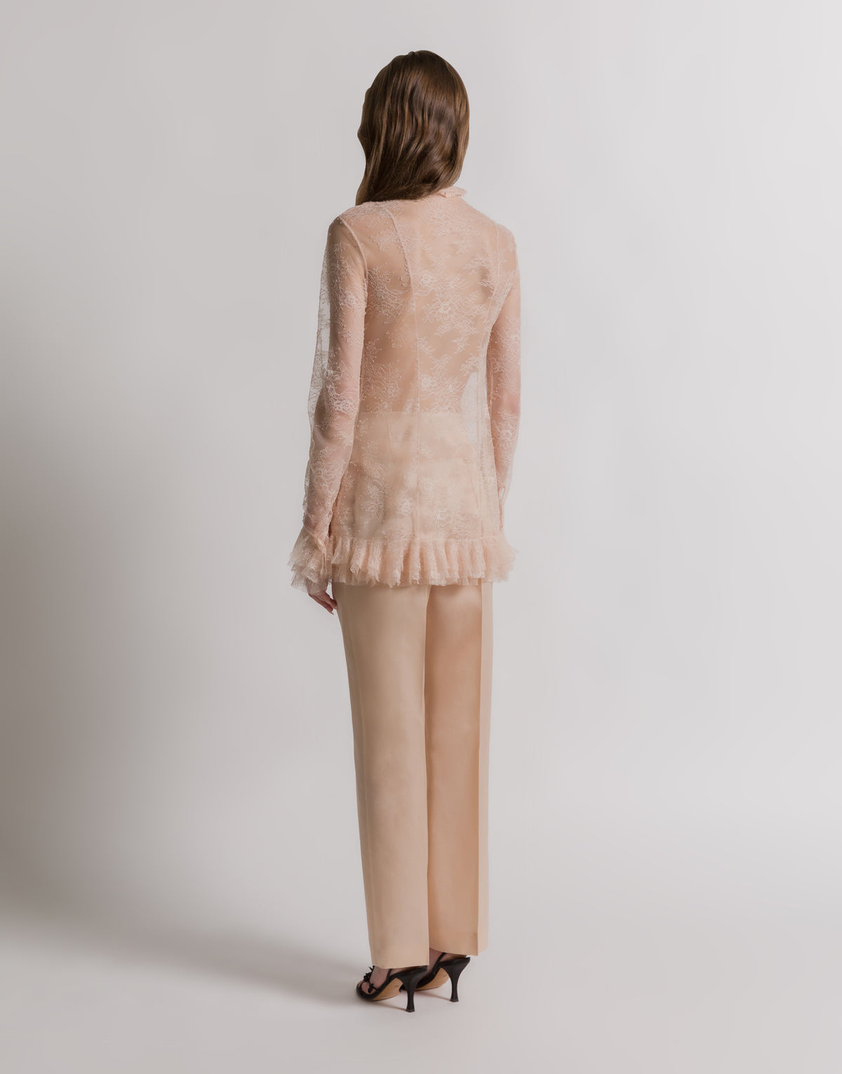 Chemisier en dentelle transparente - Beige