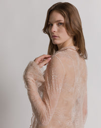 Chemisier en dentelle transparente - Beige
