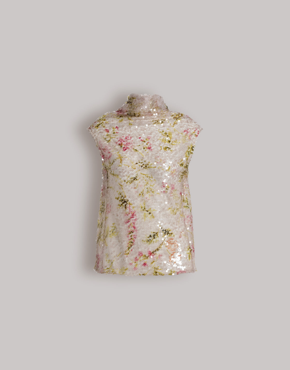 Top pailleté à motif floral - Ivory