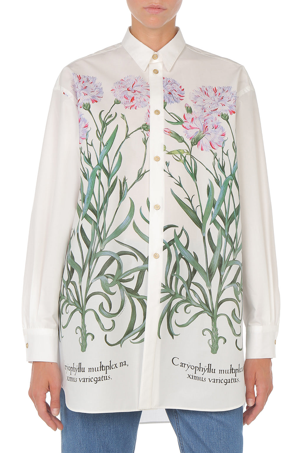 Chemise en coton avec imprimé Herbarium - Ivory