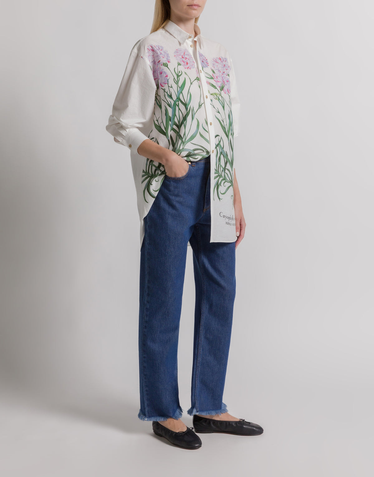 Chemise en coton avec imprimé Herbarium - Ivory