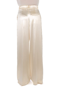 Pantalon en satin brillant - White