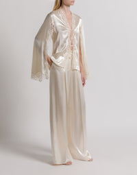 Pantalon en satin brillant - White