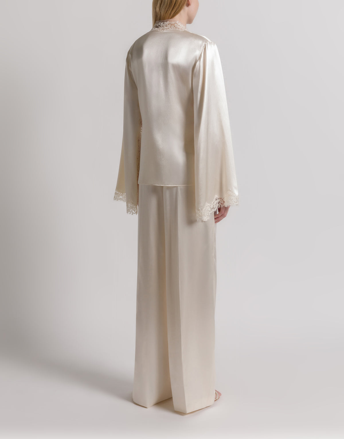 Pantalon en satin brillant - White