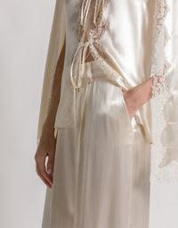 Pantalon en satin brillant - White