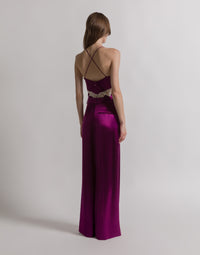 Pantalon en satin brillant - Purple