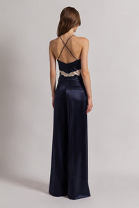 Pantalon en satin brillant - Blue