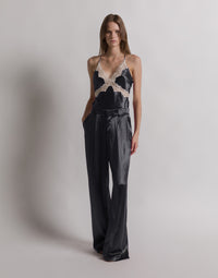 Pantalon en satin brillant - Black