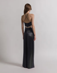 Pantalon en satin brillant - Black