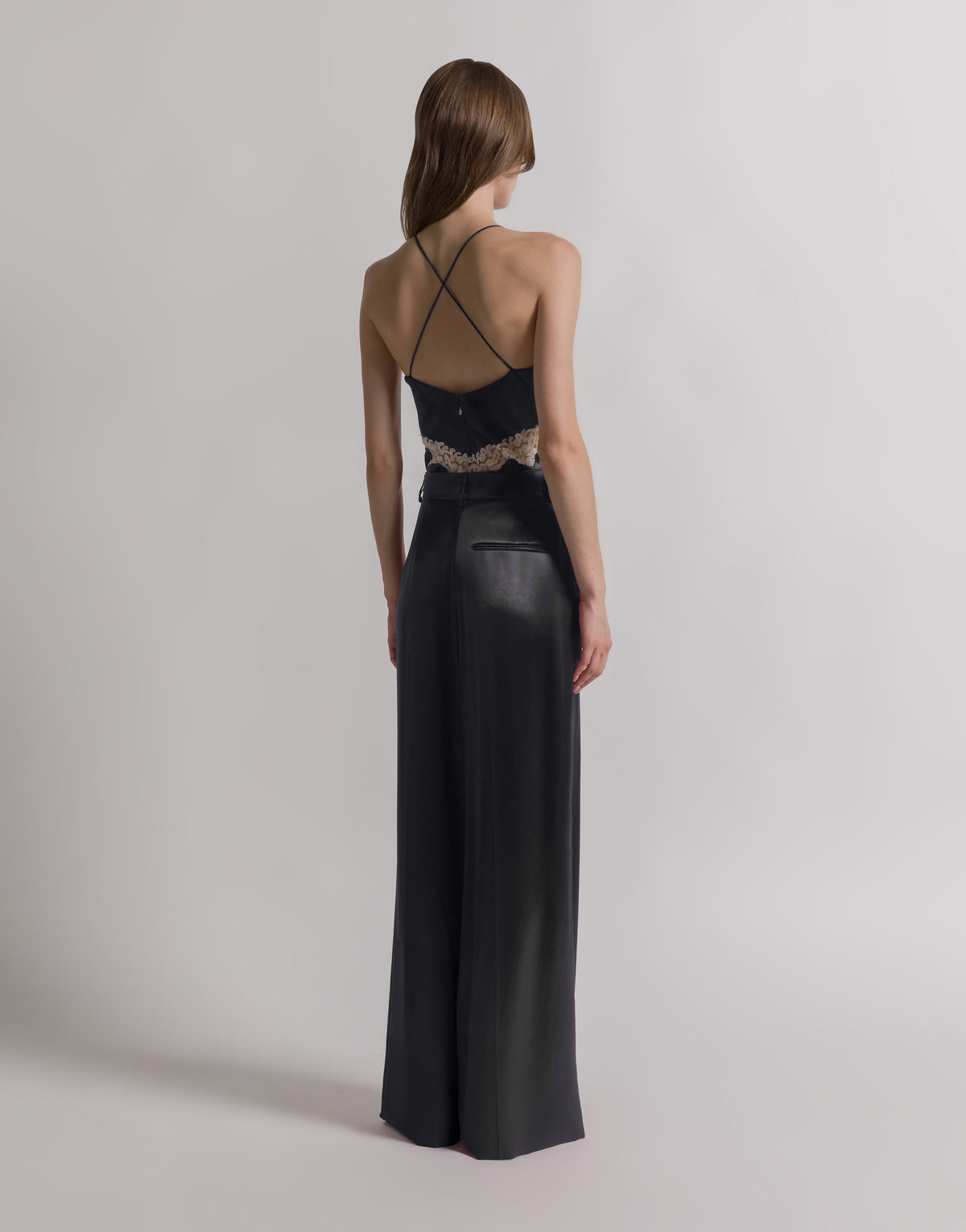 Pantalon en satin brillant - Black