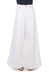 Pantalon en denim à jambe large - White