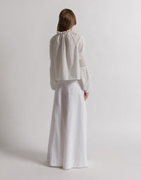 Pantalon en denim à jambe large - White