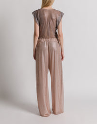 Pantalon large à micro-rhinestone - Pink