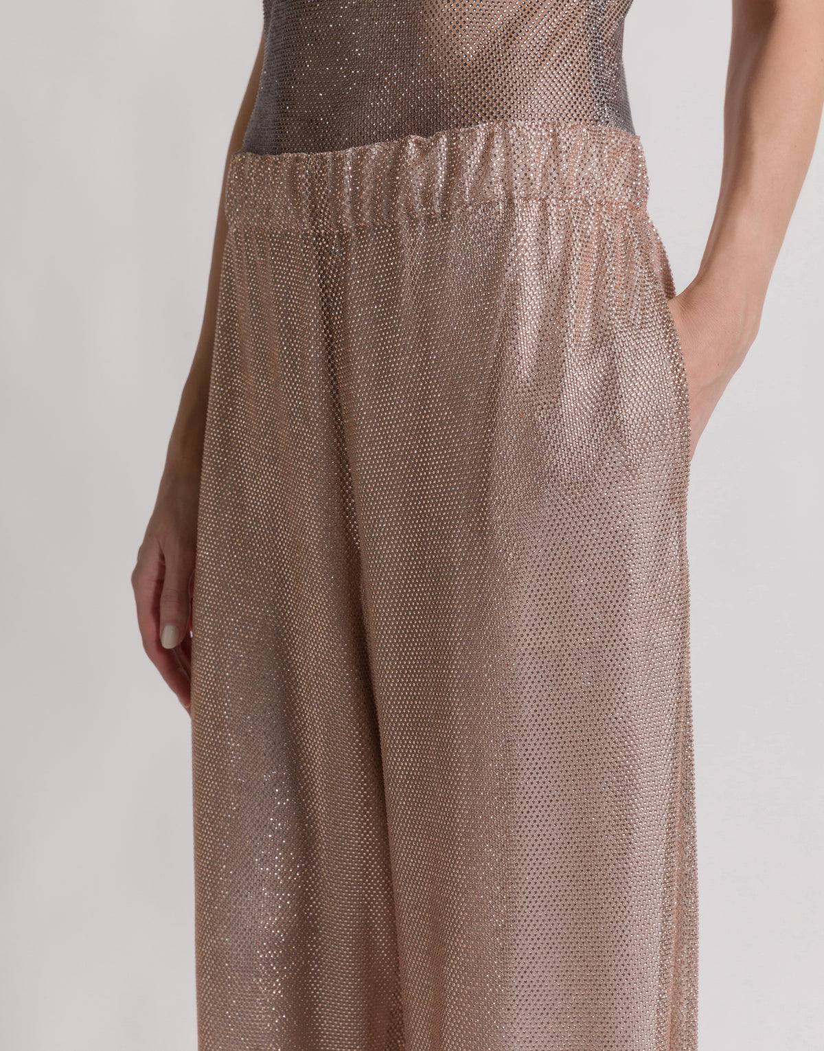 Pantalon large à micro-rhinestone - Pink