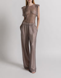 Pantalon large à micro-rhinestone - Silver