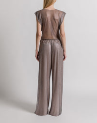 Pantalon large à micro-rhinestone - Silver