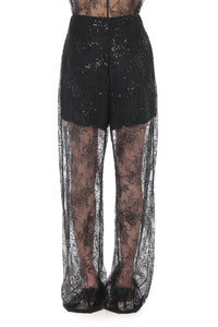 Pantalon à Superposition de Dentelle - Black