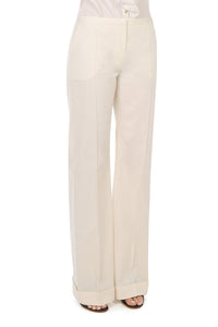 Pantalon Large Tailleur - White