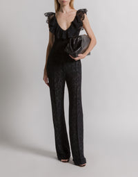 Pantalon en dentelle de laine - Black