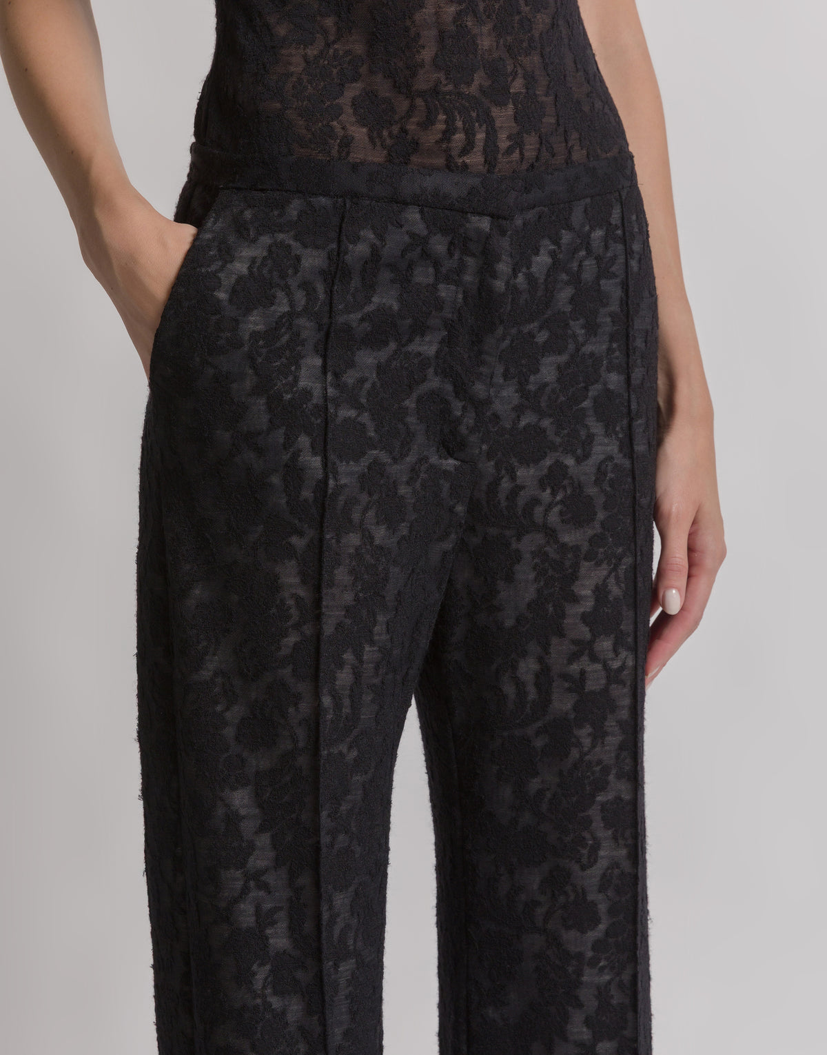 Pantalon en dentelle de laine - Black
