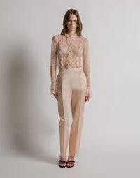Pantalon habillé en organza de soie - Beige
