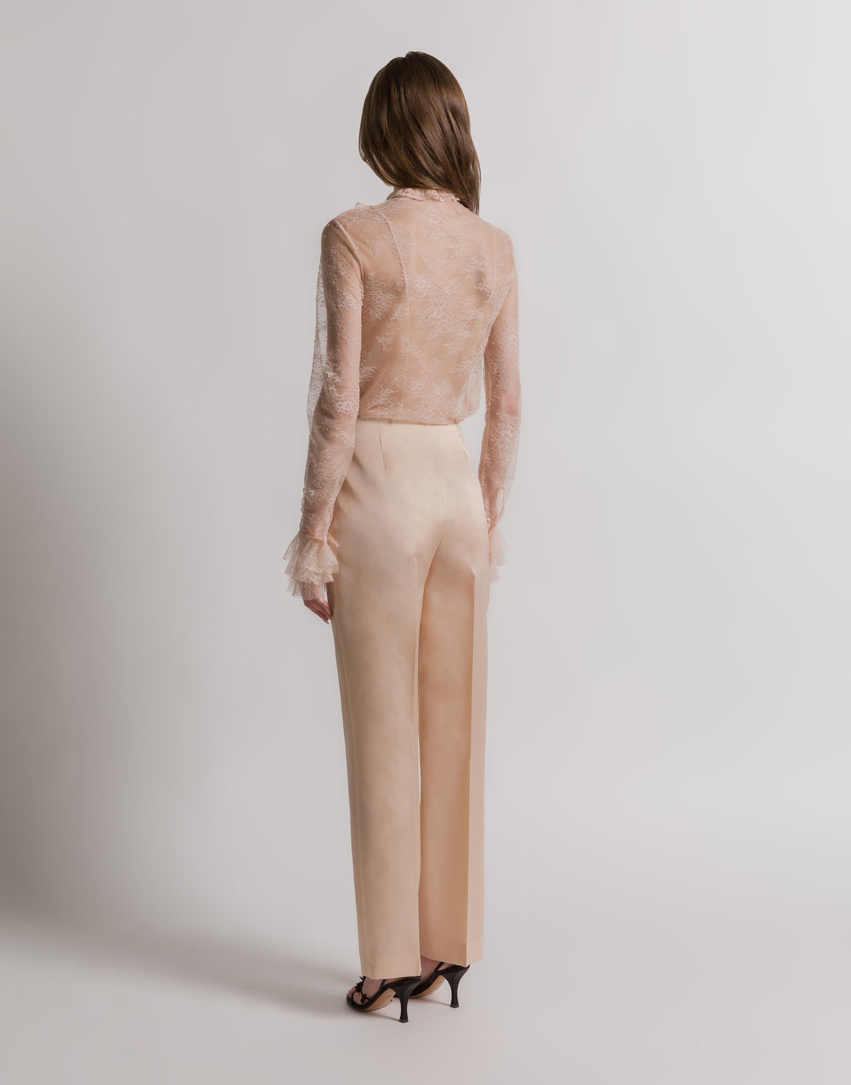 Pantalon habillé en organza de soie - Beige