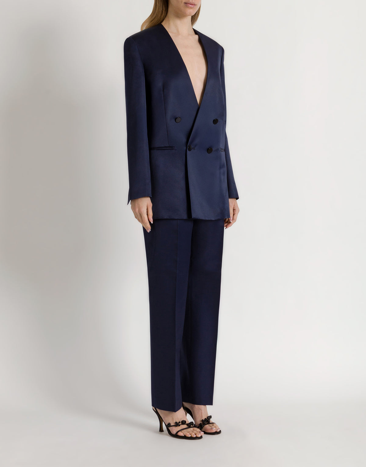 Pantalon habillé en organza de soie - Blue