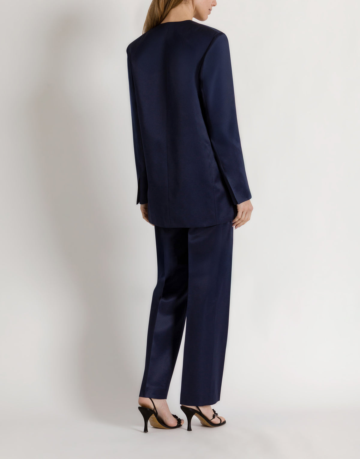 Pantalon habillé en organza de soie - Blue