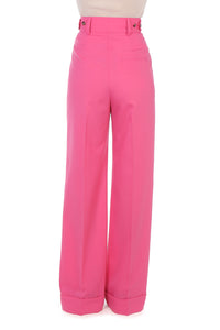 Pantalon à plis en laine Tropical - Pink