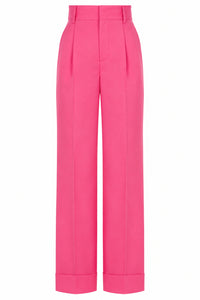 Pantalon à plis en laine Tropical - Pink