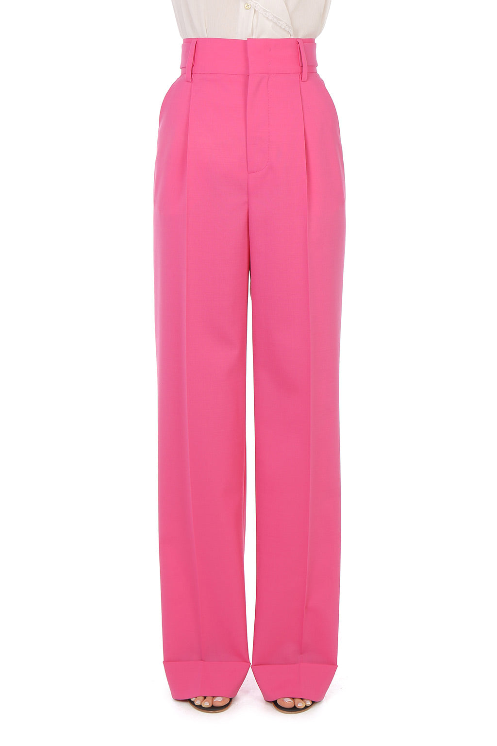 Pantalon à plis en laine Tropical - Pink