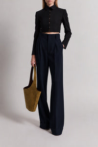 Pantalon à plis en laine Tropical - Blue