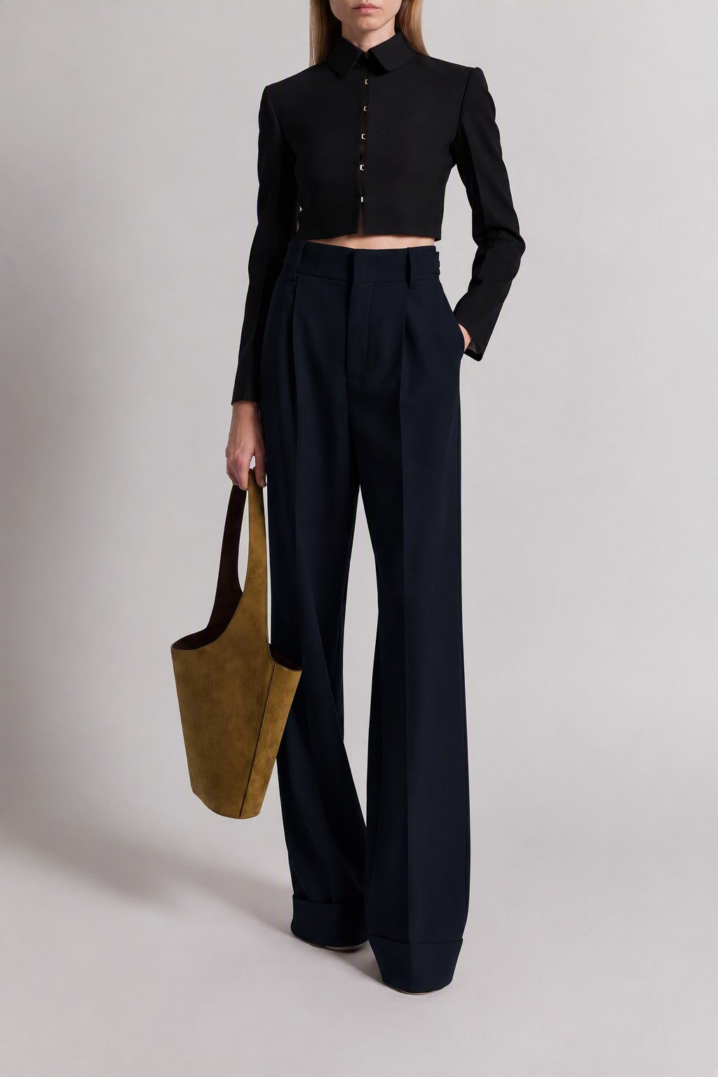 Pantalon à plis en laine Tropical - Blue