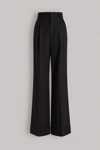 Pantalon à plis en laine Tropical - Black