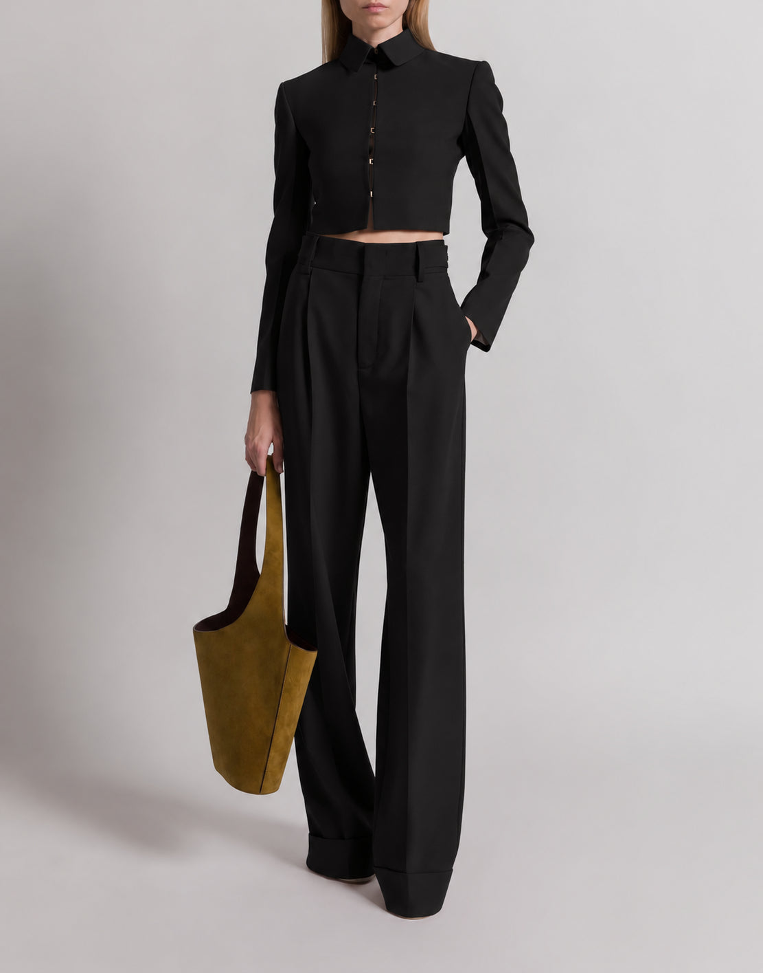 Pantalon à plis en laine Tropical - Black